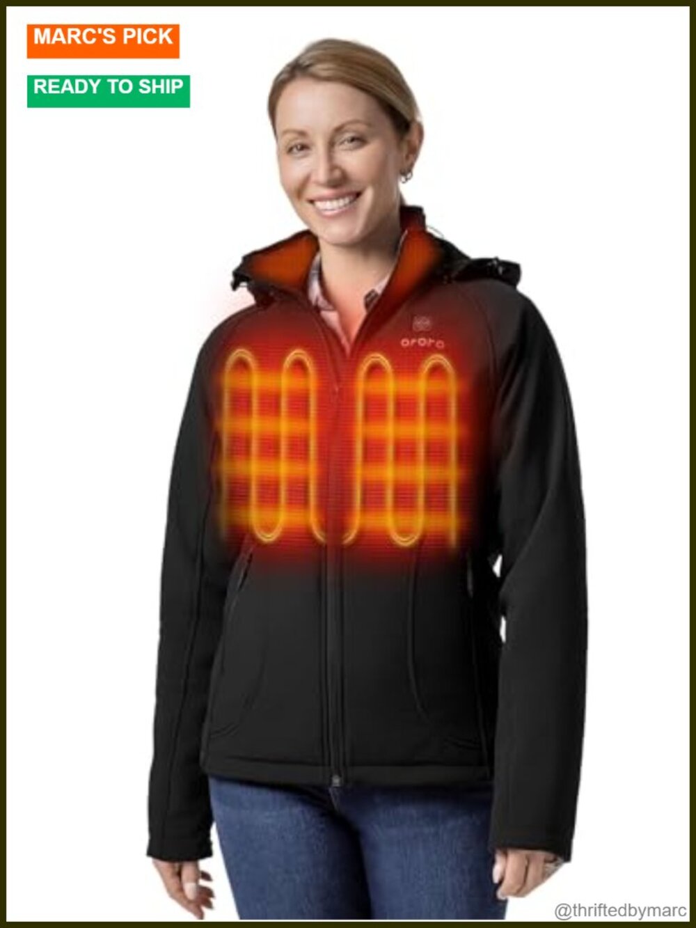 Women's Heated Insulated Shell Jacket with Battery, 4-Zone Heating, Water